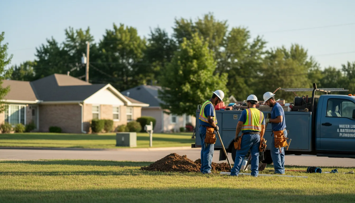Residential water line and bathroom plumbing service in Bristow, OK